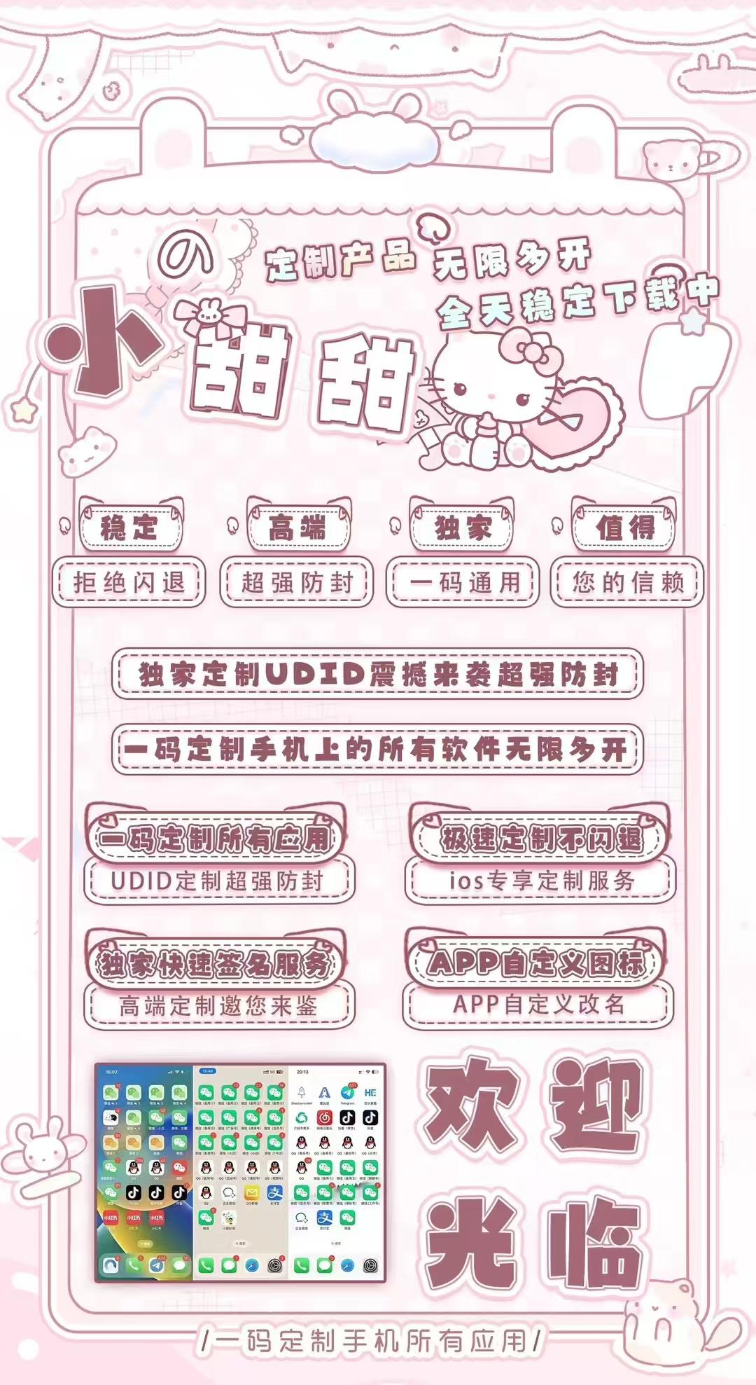 苹果定制-小甜甜定制-无限多开-苹果定制-小甜甜主题-独家定制UDID-售后40天